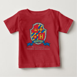 Camiseta Para Bebê Hunter H name significa crest knights shield