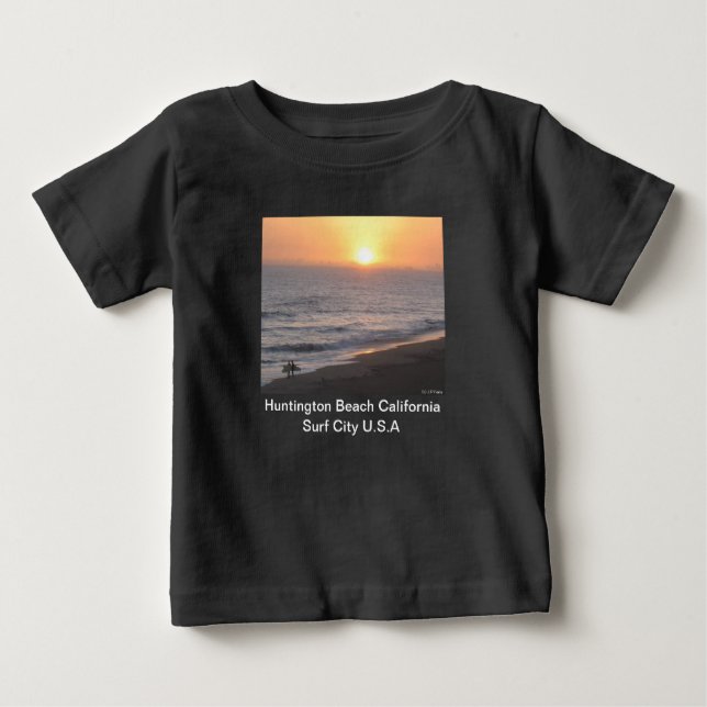 Camiseta Para Bebê Huntington Beach "Cidade Surf" (Frente)