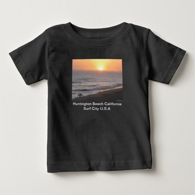 Camiseta Para Bebê Huntington Beach "Surf City" (Frente)