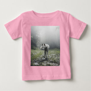 Camiseta Para Bebê Husky Siberiano Branco