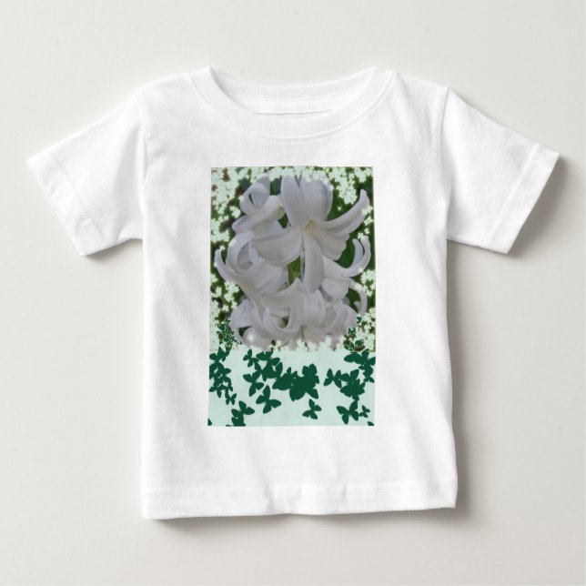 Camiseta Para Bebê Hyacintos brancos e borboletas Criança T-shirt beb (Frente)