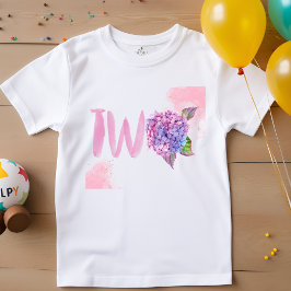 Camiseta Para Bebê Hydrangea aquarela dois anos de aniversário