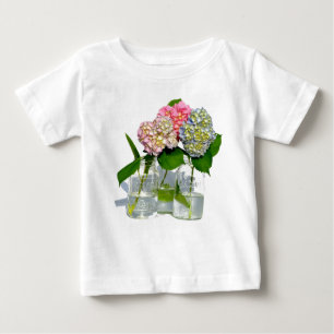 Camiseta Para Bebê Hydrangeas e Mason jar