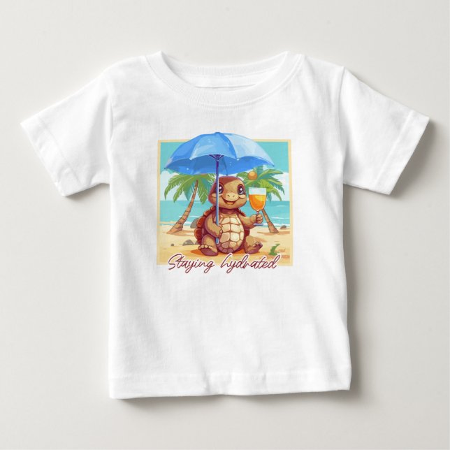 Camiseta Para Bebê Hydrated turtle (Frente)