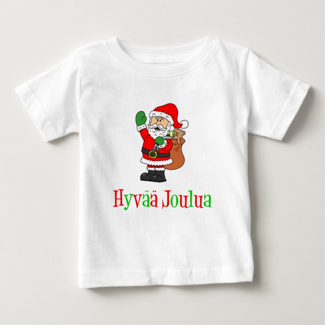 Camiseta Para Bebê Hyvaa Joulua Papais noeis de Natal Finlandeses (Frente)
