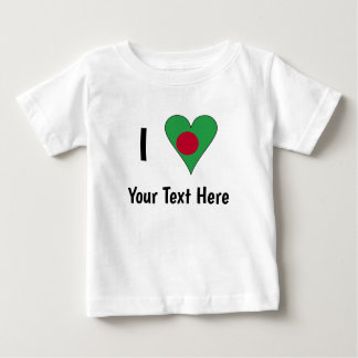 Camiseta Para Bebê I (Bangladesh Flag Heart Love) Seu Texto