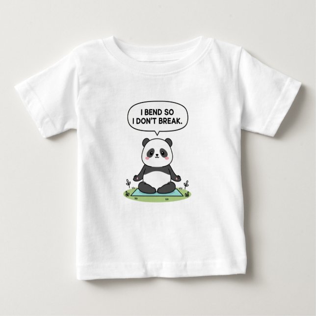 Camiseta Para Bebê “I Bend So I Don’t Break” panda design (Frente)