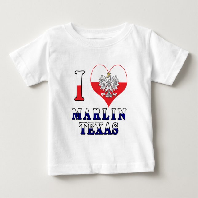 Camiseta Para Bebê I Heart Love Marlin Texas (Frente)