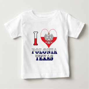 Camiseta Para Bebê I Heart Love Polonia Texas