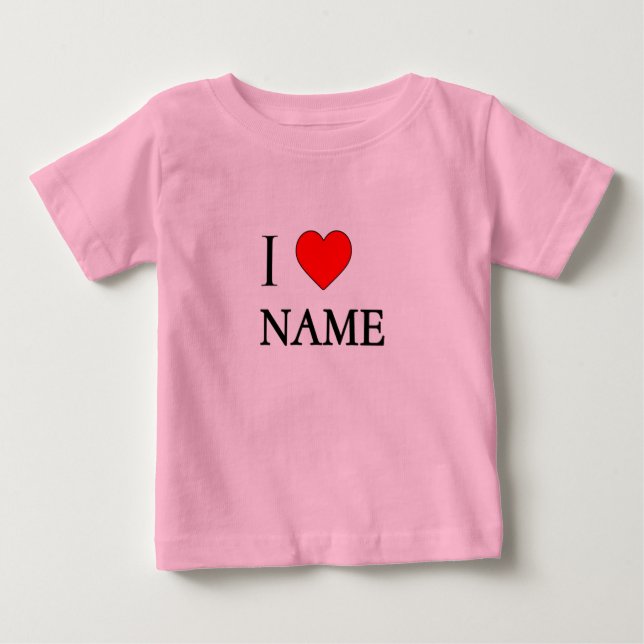 Camiseta Para Bebê I heart name (customisable) (Frente)