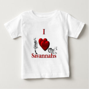Camiseta Para Bebê I Heart Savannah Cat