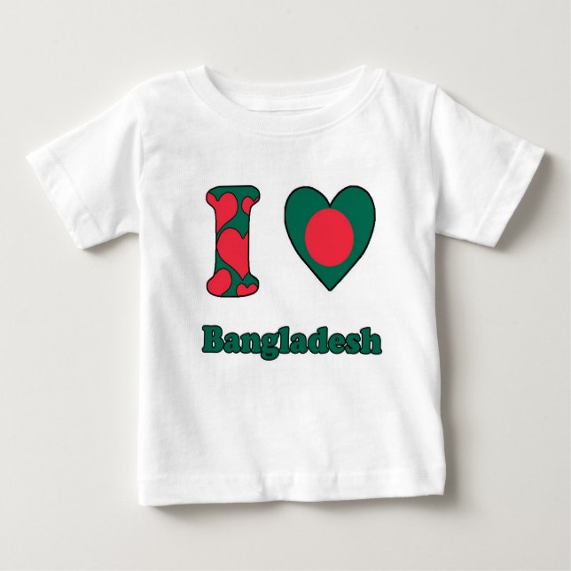 Camiseta Para Bebê I love Bangladesh (Frente)