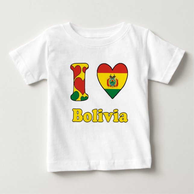 Camiseta Para Bebê I love Bolivia (Frente)
