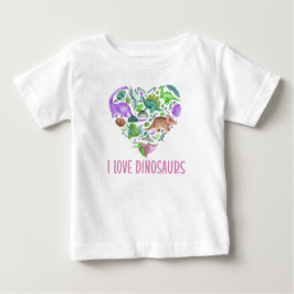 Camiseta Para Bebê I Love Dinosaurs, Dinosaur Heart Valentine