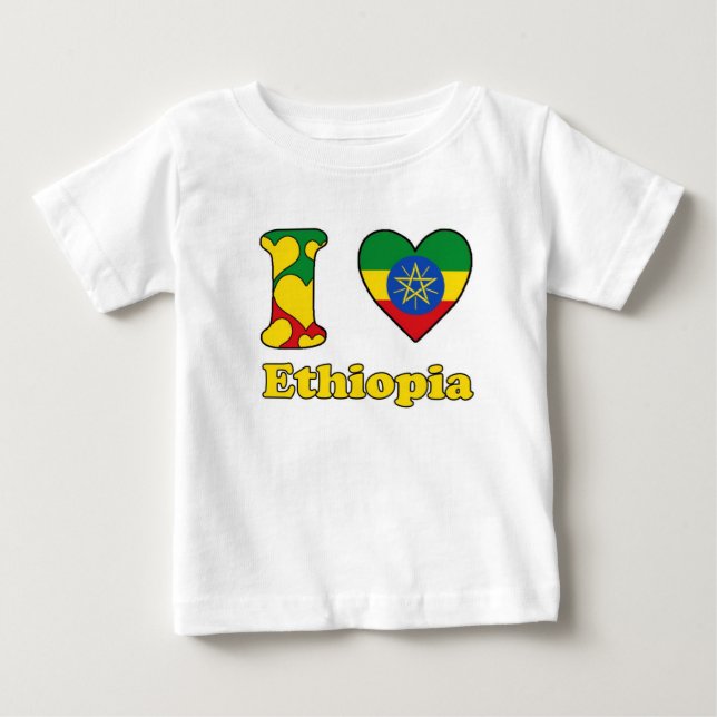 Camiseta Para Bebê I love Ethiopia (Frente)