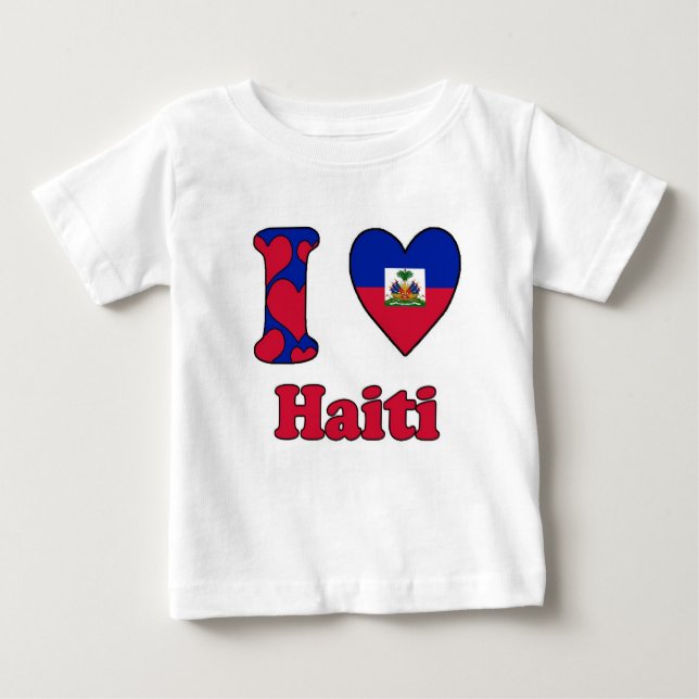 Camiseta Para Bebê I love Haiti (Frente)
