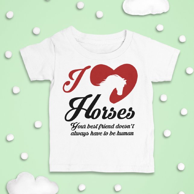 Camiseta Para Bebê I Love/Heart Horses (Criador carregado)