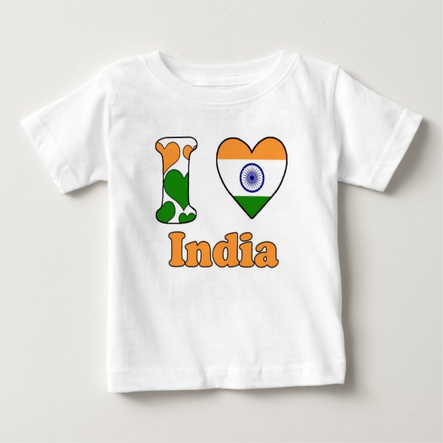 Camiseta Para Bebê I love India (Frente)