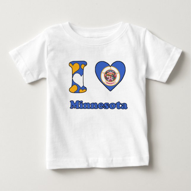 Camiseta Para Bebê I love Minnesota (Frente)