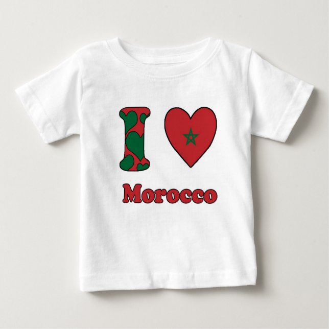 Camiseta Para Bebê I love Morocco (Frente)
