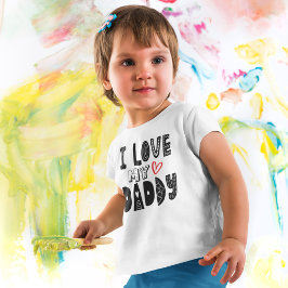 Camiseta Para Bebê I Love My Daddy Heart Black Typography