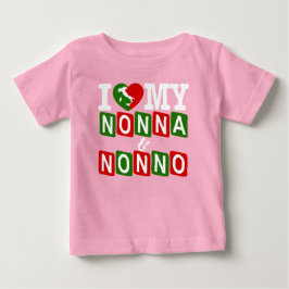 Camiseta Para Bebê I Love My Nonna & Nonno Baby T-Shirt