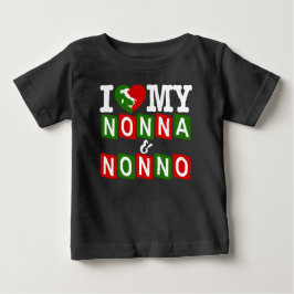 Camiseta Para Bebê I Love My Nonna & Nonno Baby T-Shirt