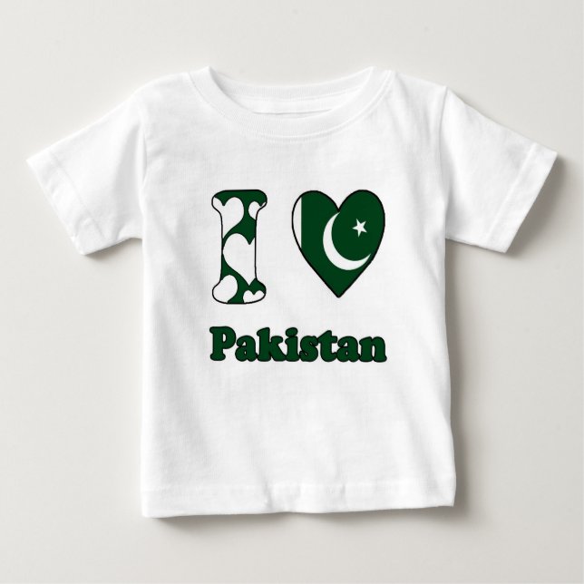 Camiseta Para Bebê I love Pakistan (Frente)