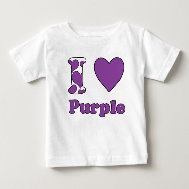 Camiseta Para Bebê I love Purple (Frente)