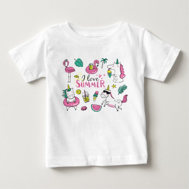 Camiseta Para Bebê I love summer cute (Frente)