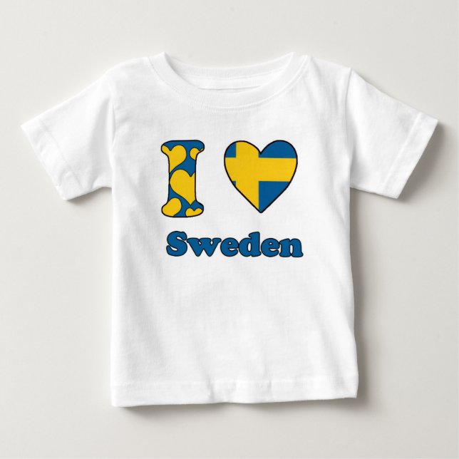 Camiseta Para Bebê I love Sweden (Frente)