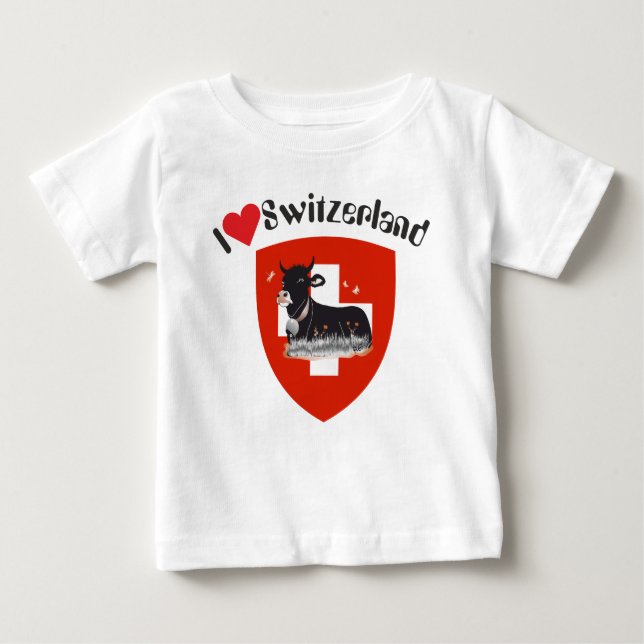Camiseta Para Bebê I love Switzerland T-Shirt (Frente)