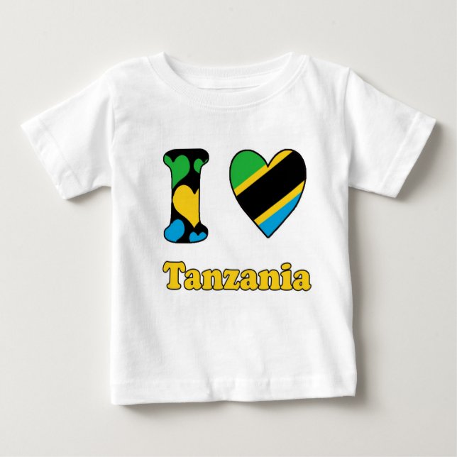 Camiseta Para Bebê I love Tanzania (Frente)