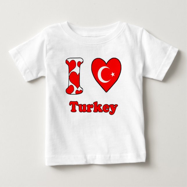 Camiseta Para Bebê I love Turkey (Frente)