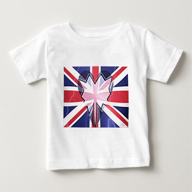 Camiseta Para Bebê "I Love UK" Art Impressão (Frente)