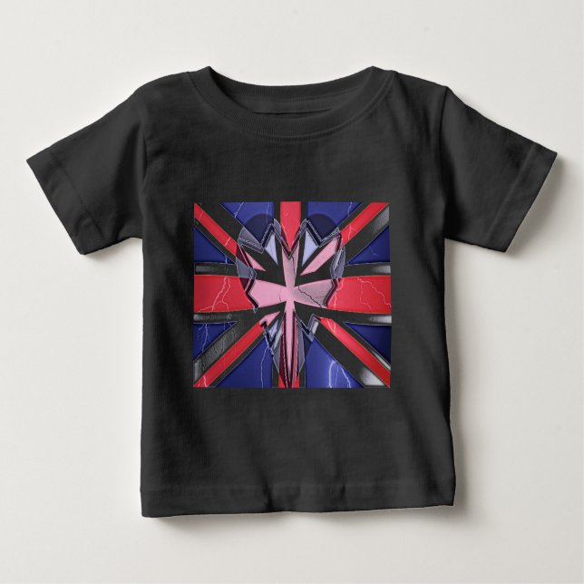 Camiseta Para Bebê "I Love UK" Art Impressão (Frente)