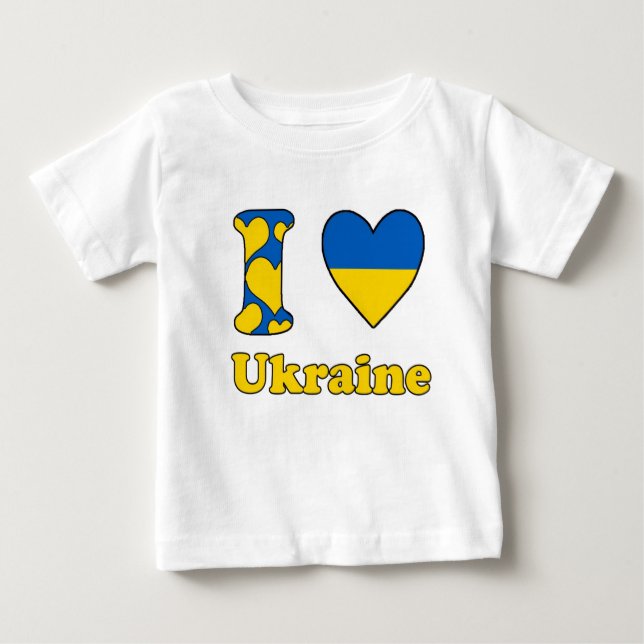 Camiseta Para Bebê I love Ukraine (Frente)
