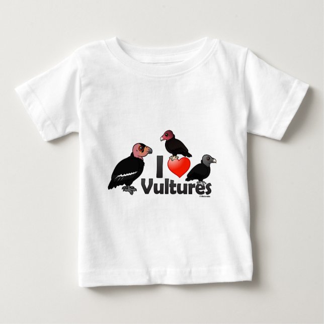 Camiseta Para Bebê I Love Vultures (América do Norte) (Frente)
