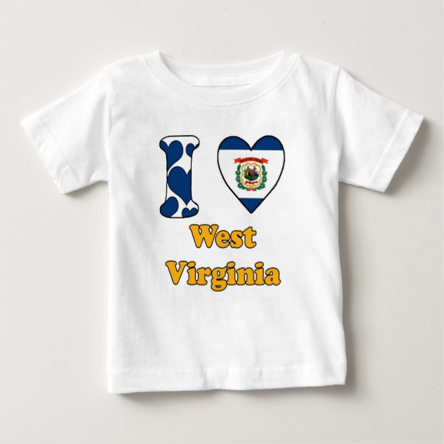 Camiseta Para Bebê I love West Virginia (Frente)