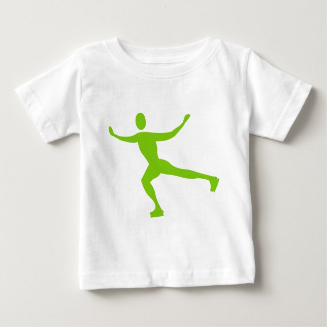 Camiseta Para Bebê Ice Skating - Martian Green (Frente)