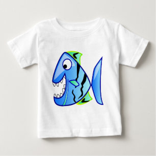Camiseta Para Bebê ícone-27971 ícone azul no tema peixe apps piranh