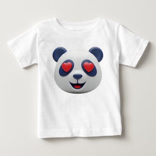 Camiseta Para Bebê Ícone de Panda 3D Amigável de Sucesso (Frente)