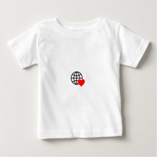 Camiseta Para Bebê Ícone do Globo de Amor Mundial   Coração Terra Des
