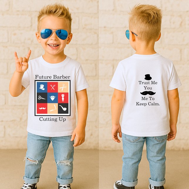 Camiseta Para Bebê Ícone Pictograma de Barbeiro Fofo (Criador carregado)