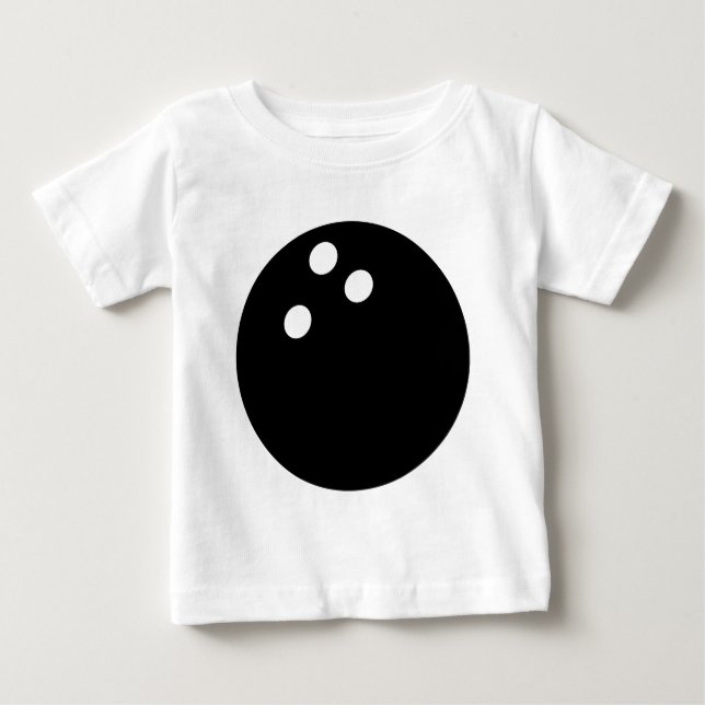 Camiseta Para Bebê ícone preto da bola de boliche (Frente)