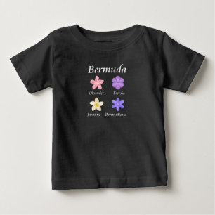Camiseta Para Bebê Ícones da flor das Bermudas com a cor