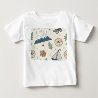 Camiseta Para Bebê Ícones de Mapa de Viagem para Crianças Padrão