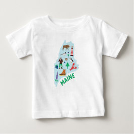 Camiseta Para Bebê Ícones Maine