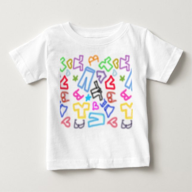 Camiseta Para Bebê ícones neon (Frente)