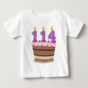 Camiseta Para Bebê Idade 114 no bolo de aniversário